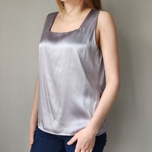 Christie & Jill Silver Satin Tank Top 10 Square Neck